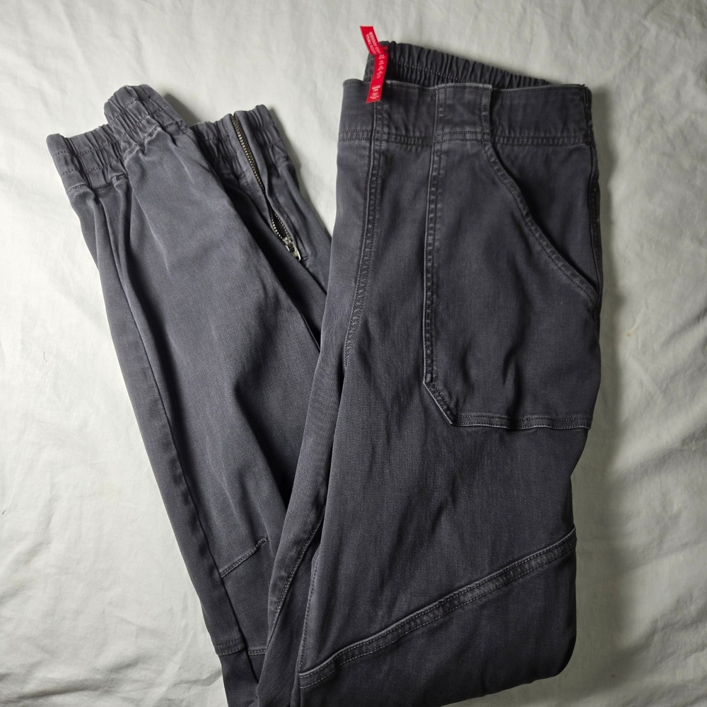 Spanx Stretch Twill Cargo Jogger Pants Washed Black Grey Size Medium 20319R
